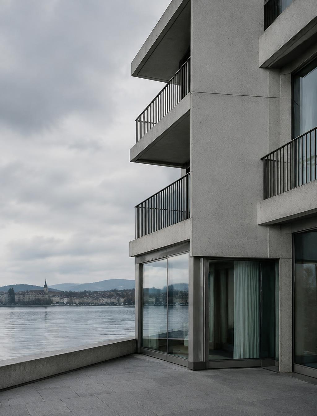 Contemporary lakeside architecture in Zurich